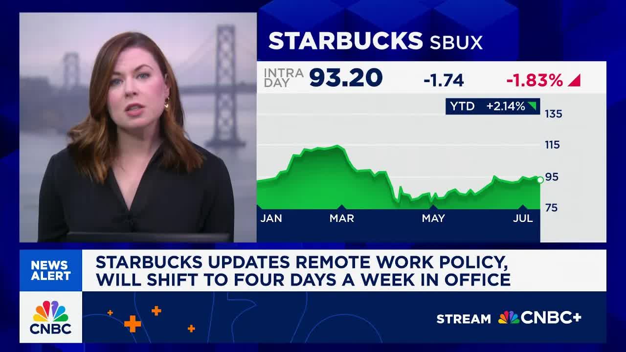 Starbucks updates remote work policy, will shift to four days a week in office