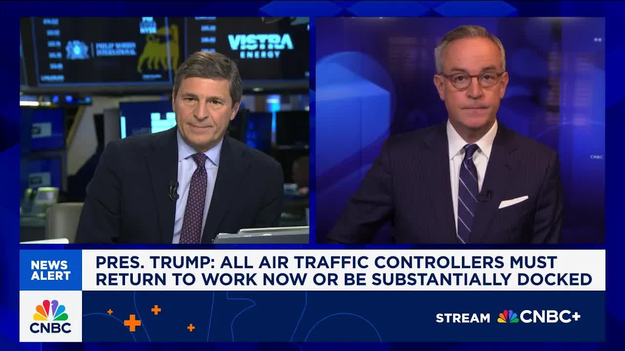 President Trump says all air traffic controllers must return to work now or be substantially docked