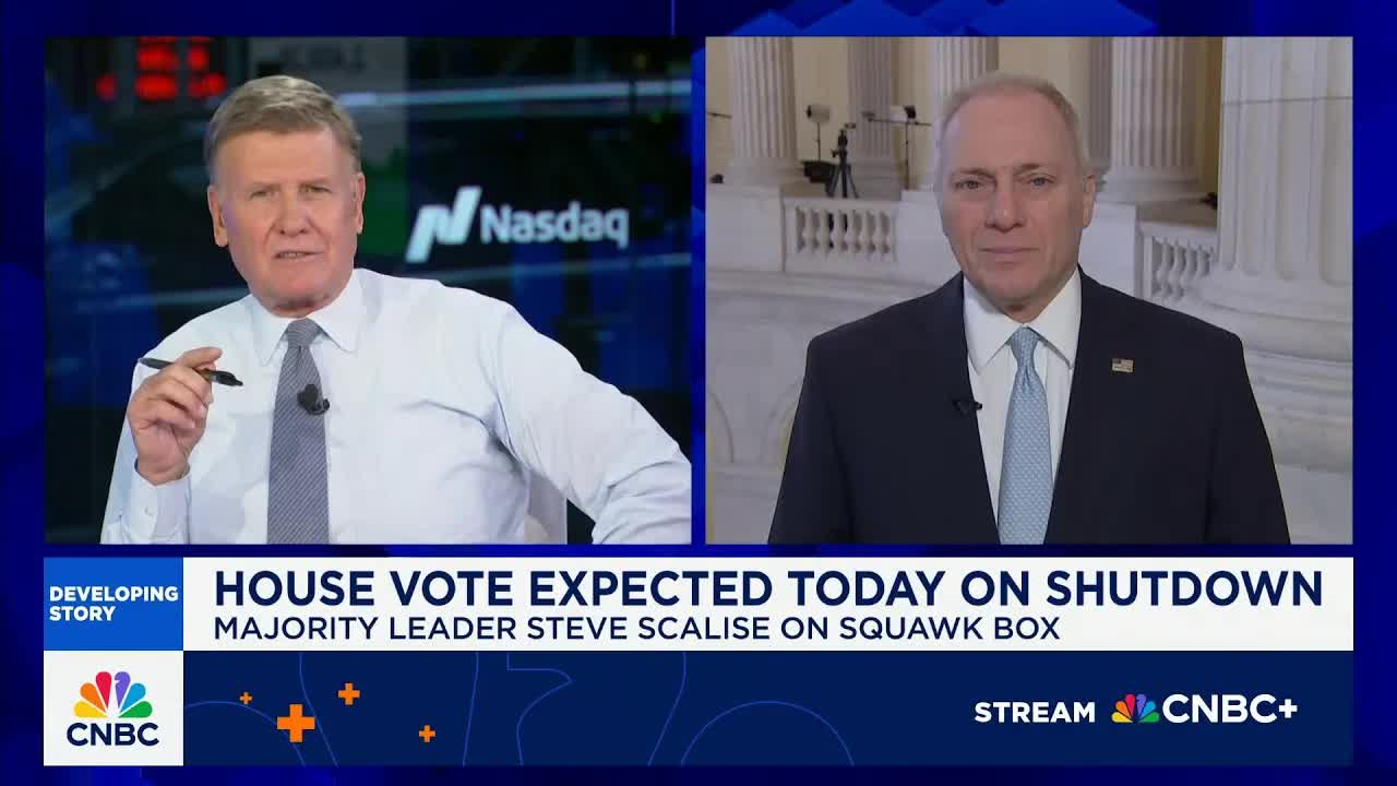 House Majority Leader Steve Scalise: House to vote on bill to end shutdown around 7 p.m. ET today