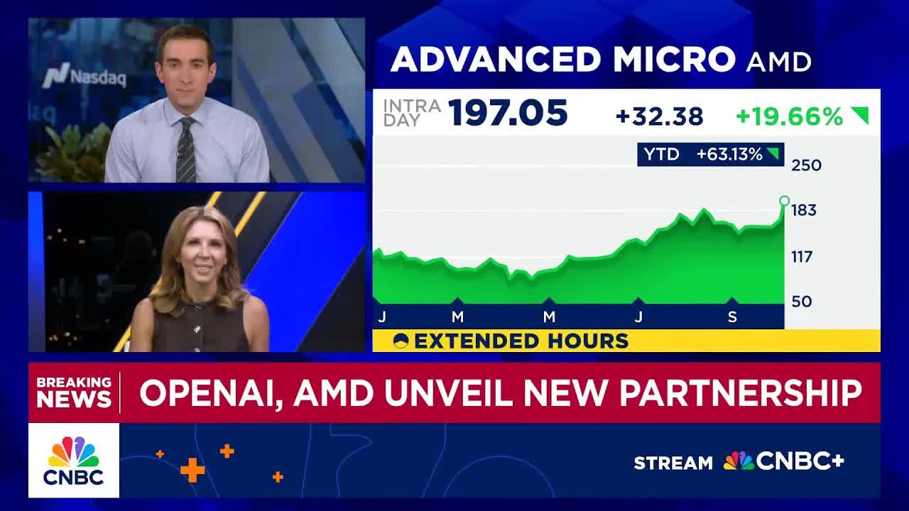 AMD stock skyrockets 25% as OpenAI looks to take stake through AI chip deal